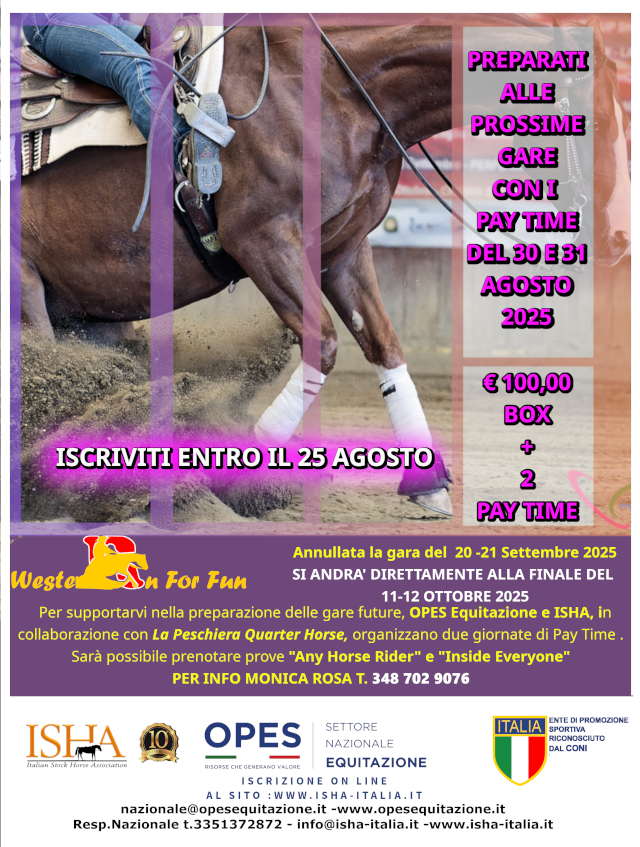 🐎 Pay Time Western For Fun – 30/31 Agosto 2025 🐎 Pay Time Western For Fun – 30/31 Agosto 2025