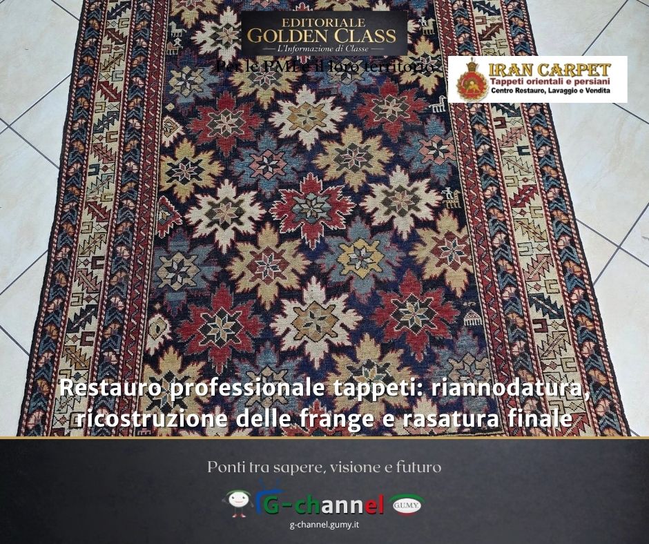Restauro professionale tappeti: riannodatura, ricostruzione delle frange e rasatura finale