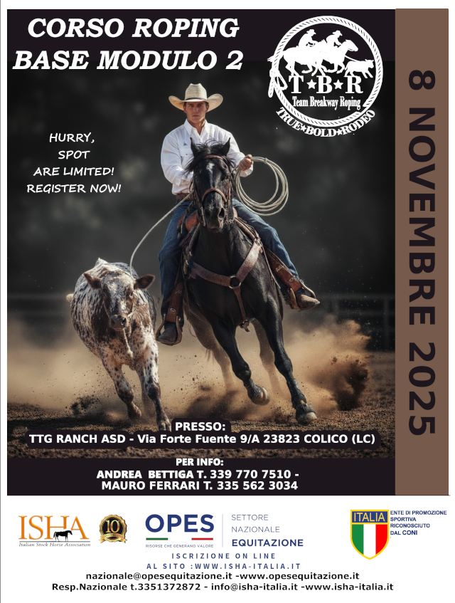 Corso Roping Base Modulo 2 – Il nuovo appuntamento con il Team Breakaway Roping Corso Roping Base Modulo 2 – Il nuovo appuntamento con il Team Breakaway Roping