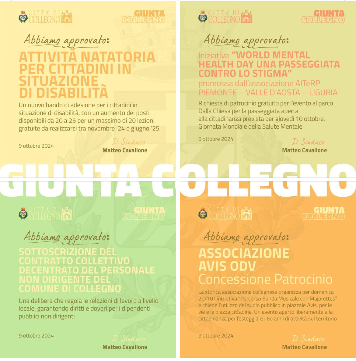 Giunta Collegno 9 ottobre 2024