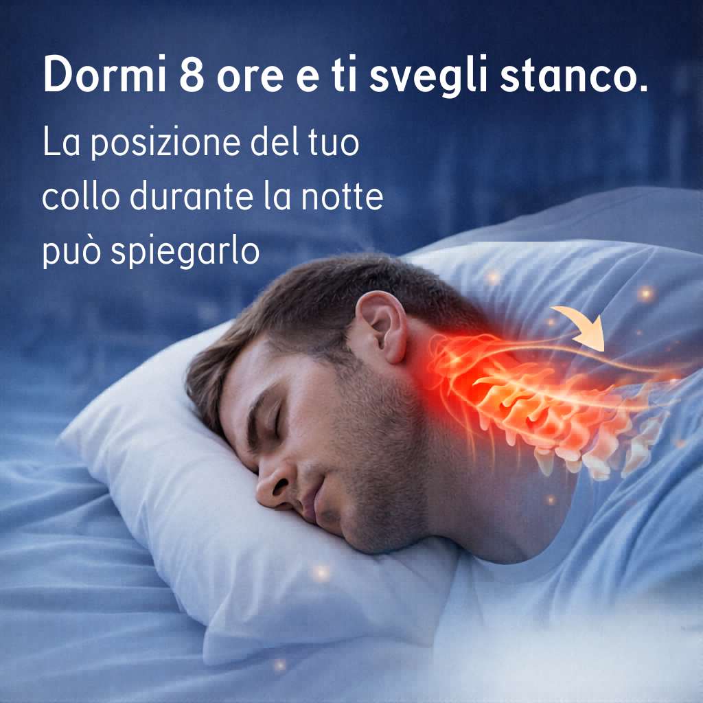 Dormi 8 ore e ti svegli stanco. La posizione del tuo collo durante la notte può spiegarlo