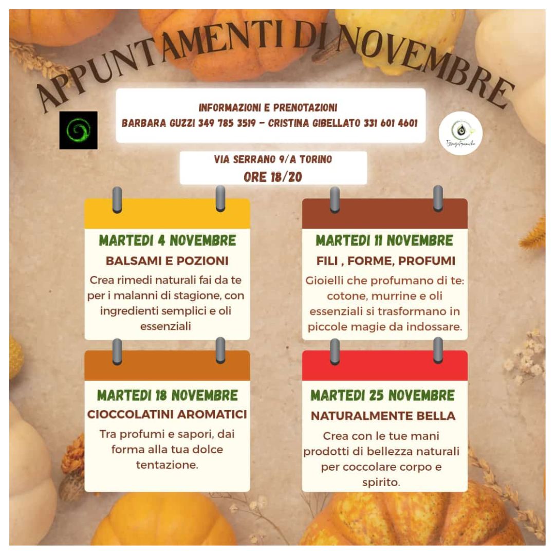 Appuntamenti di Novembre con Il Koru: laboratori creativi naturali Appuntamenti di Novembre con Il Koru: laboratori creativi naturali