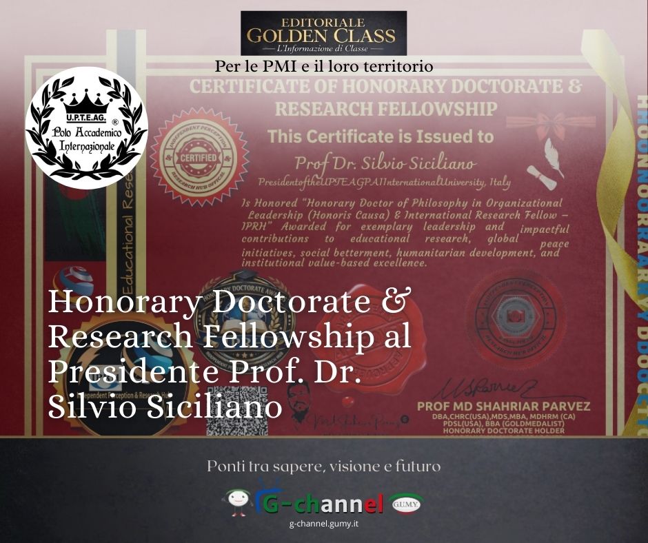 Honorary Doctorate & Research Fellowship al Prof. Dr. Silvio Siciliano
